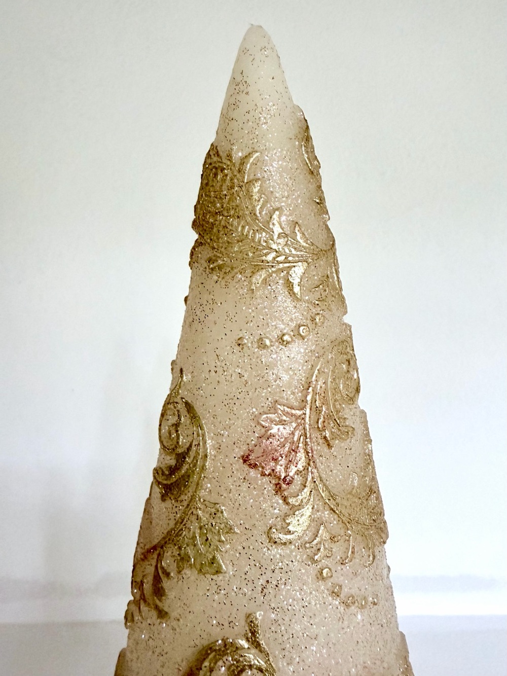 Three Illuminating Gold Wax Holiday Cone Trees - Picture 12 of 16